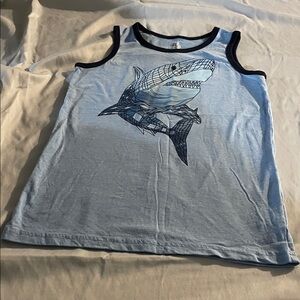 The Children's Place Light Blue Tank Top with Navy Shark Graphic